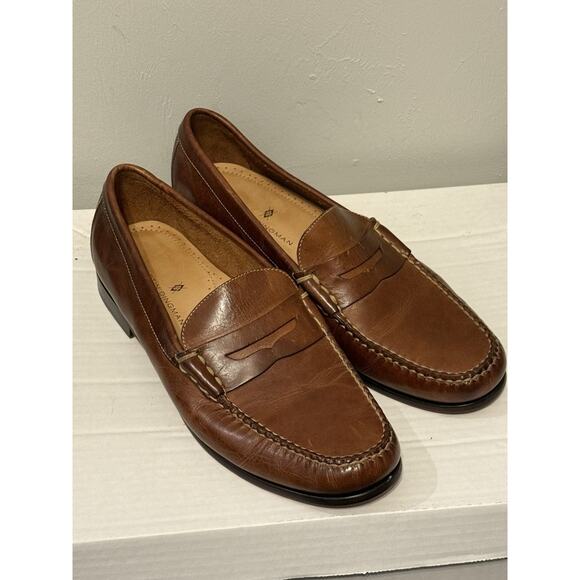 Martin Dingman Brown Leather Penny Loafers Men’s 11.5 Made in Brazil Dress Shoes - Picture 11 of 11
